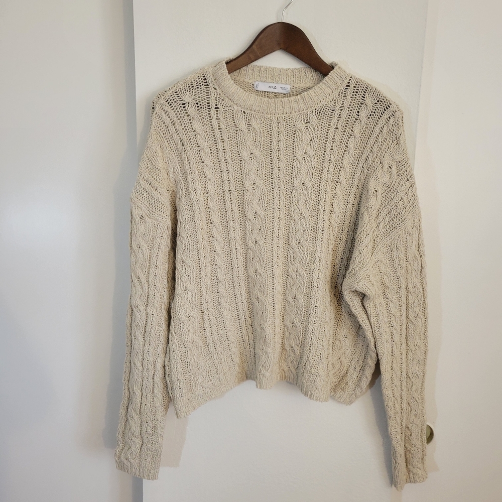 MNG Cream Cable Knit Sweater